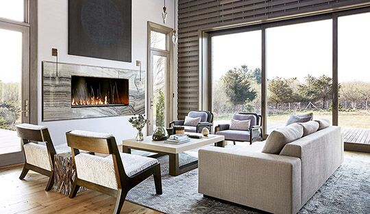 Photo of the 2020 Holiday House Hamptons' guest house living room designed by Jolie Korek & Company