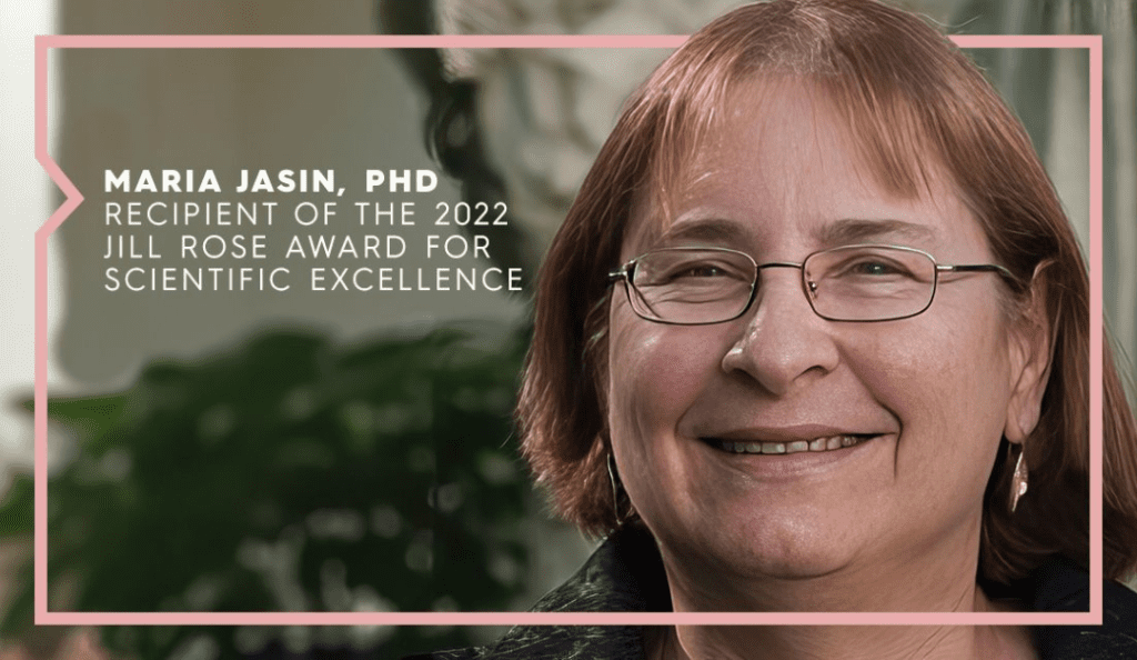 maria jasin is smiling at the camera with her name next to her portrait|