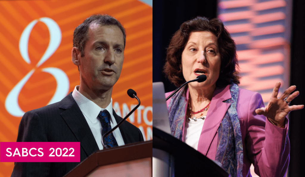drs. ian krop and hope rugo in side by side pictures speaking at sabcs 2022