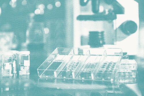 a photo of slides from an immunohistochemistry test, which is used to determine breast cancer hormone status