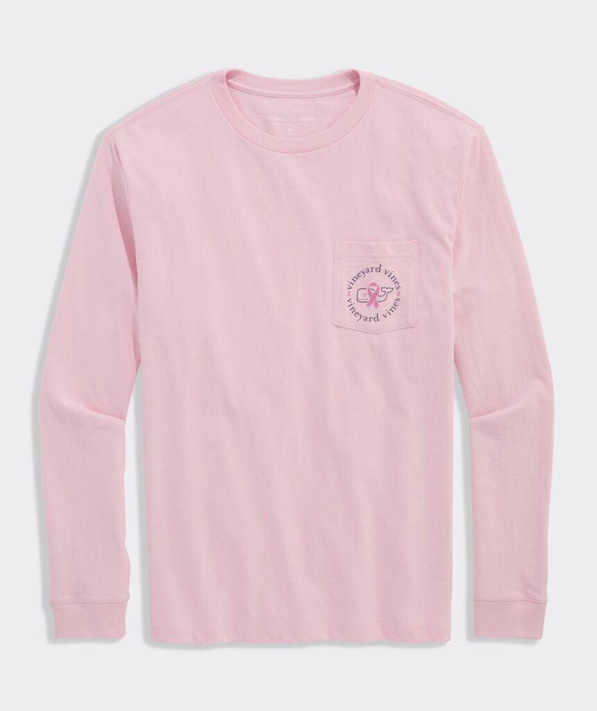 Vineyard Vines Breast Cancer Awareness Whale Long-Sleeve Pocket Tee