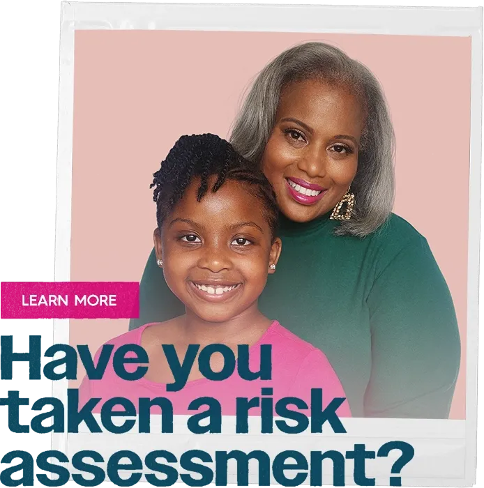 A polaroid of a mother and daughter with a stamp that reads 