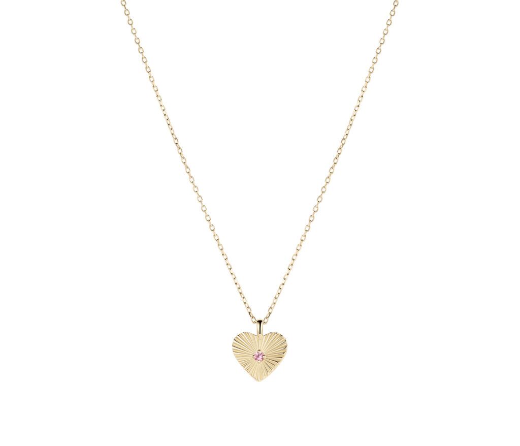 gorjana Pink Sapphire Vintage Heart Necklace