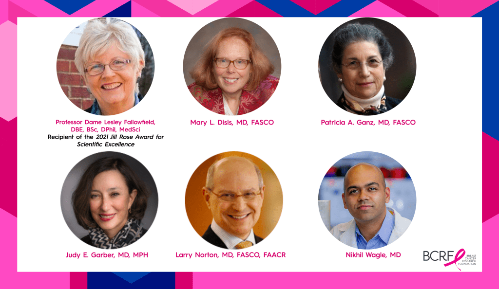 Six headshots of BCRF panelists against colorful background